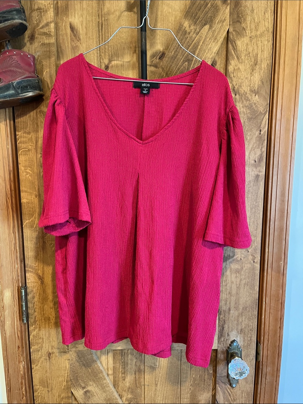 Ellos Hot Pink V-Neck Textured Tunic